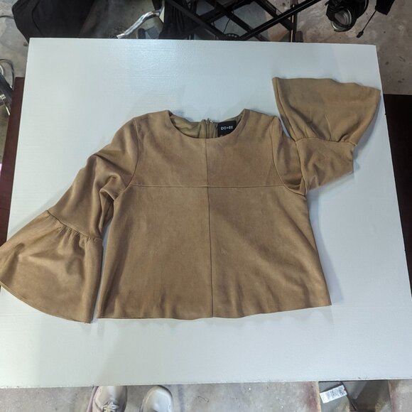 DO + BE Faux Suede Top Size Small Tan - Picture 6 of 14